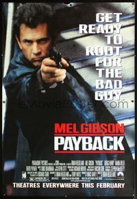 4a270 PAYBACK DS bus stop movie poster '98 get ready to root for the bad guy Mel Gibson!