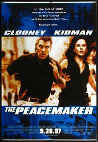 4a271 PEACEMAKER DS bus stop movie poster '97 great image of George Clooney & sexy Nicole Kidman!