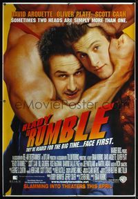 4a275 READY TO RUMBLE DS bus stop poster '00 David Arquette & Oliver Platt in headlock by wrestler!