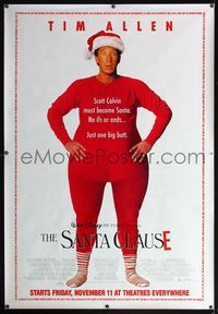4a281 SANTA CLAUSE bus stop '94 Disney, full-length image of fat jolly Tim Allen, Christmas comedy!