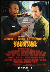 4a283 SHOWTIME DS bus stop poster '02 great image of actor cops Robert De Niro & Eddie Murphy!