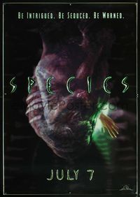4a286 SPECIES DS bus stop poster '95 creepy artwork of alien Natasha Henstridge in embryo sac!