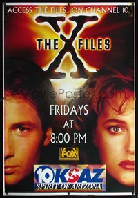 4a298 X-FILES TV bus stop poster '94 great huge close up of David Duchovny & Gillian Anderson!