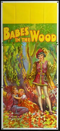 4a056 BABES IN THE WOOD stage play English 3sheet '30s stone litho of female hero finding lost kids!