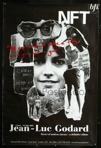 4a118 JEAN-LUC GODARD MASTER OF MODERN CINEMA English 40x60 '01 cool montage of his best movies!