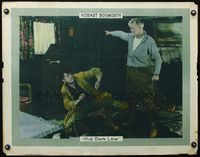 4a101 HIS OWN LAW half-sheet poster '20 World War I melodrama, cool image of man ordered from house!