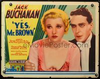 4a110 YES MR. BROWN half-sheet '33 great close up of Jack Buchanan in tux & pretty Elsie Randolph!