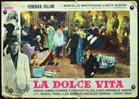 4a111 LA DOLCE VITA Italian photobusta '61Federico Fellini, Marcello Mastroianni in party sequence!