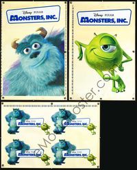 4a172 MONSTERS INC set of 3 window cling posters '01 Disney & Pixar, great images of Sulley & Mike!
