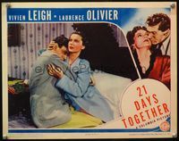 4b026 21 DAYS TOGETHER LC '40 great romantic close up of Vivien Leigh & Laurence Olivier in bed!