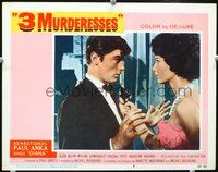 4b885 THREE MURDERESSES movie lobby card #8 '60 great image of Alain Delon & Mylene Demongeot!