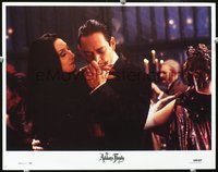 4b039 ADDAMS FAMILY movie lobby card #1 '91 great close-up of Raul Julia dancing w/Anjelica Huston!
