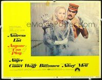 4b064 ANYONE CAN PLAY movie lobby card #8 '68 wild image of Ursula Andress about to be grabbed!