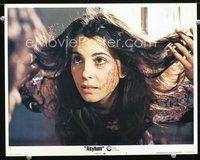 4b078 ASYLUM movie lobby card #5 '72 creepy image of Barbara Parkins w/blood on her face!