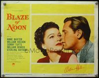 4b016 BLAZE OF NOON signed LC #4 R58 by William Holden, who's in a super kiss c/u with Anne Baxter!