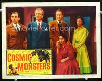 4b264 COSMIC MONSTERS movie lobby card '58 wild border art of giant spider in web!