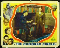 4b279 CROOKED CIRCLE movie lobby card '32 image of James Gleason & Roscoe Karns in library w/corpse!