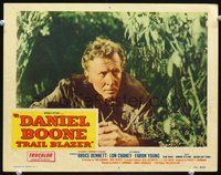4b283 DANIEL BOONE TRAIL BLAZER movie lobby card #2 '56 cool close-up of Bruce Bennett as Boone!