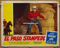 4b320 EL PASO STAMPEDE movie lobby card #6 '53 great image of cowboy Rocky Lane w/pistol drawn!