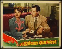 4b334 FALCON OUT WEST LC '44 Tom Conway as The Falcon watching Joan Barclay playing solitaire!