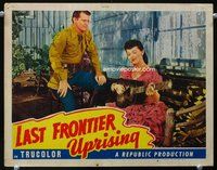 4b576 LAST FRONTIER UPRISING movie lobby card #2 '47 cool image of Monte Hale, Lorna Gray w/guitar!