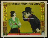4b590 LIGHT OF WESTERN STARS lobby card '25 close-up of Jack Holt & Billie Dove, cool border art!