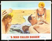 4b616 MAN CALLED DAGGER lobby card #6 '67 great image of Terry Moore drinking w/girls on the beach!