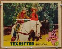 4b620 MAN FROM TEXAS movie lobby card '39 cool image of cowboy Tex Ritter & his horse White Flash!