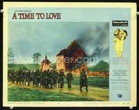 4b888 TIME TO LOVE & A TIME TO DIE movie lobby card #6 '58 WWII soldiers marching, A Time to Love!