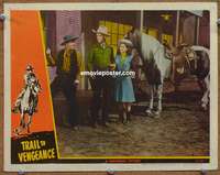 4b895 TRAIL TO VENGEANCE movie lobby card '45 Kirby Grant, Fuzzy Knight & Poni Adams in western!