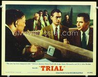 4b900 TRIAL lobby card #3 '55 great courtroom image of Glenn Ford, John Hodiak, & Juano Hernandez!
