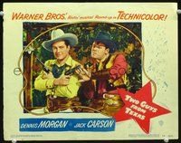 4b911 TWO GUYS FROM TEXAS movie lobby card #3 '48 wacky image of Dennis Morgan & Jack Carson!