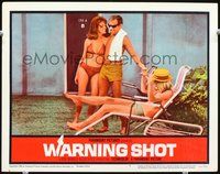 4b944 WARNING SHOT movie lobby card #4 '66 David Janssen & sexy babes lounging around pool!