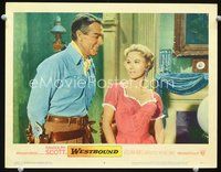 4b952 WESTBOUND movie lobby card #5 '59 great image of Randolph Scott with pretty Virginia Mayo!