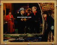 4b979 WITHOUT HONOR movie lobby card '32 Harry Carey, Mae Busch w/gun & Gibson Gowland!