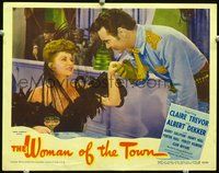 4b983 WOMAN OF THE TOWN LC '43 beautiful Claire Trevor gets her hand kissed by Barry Sullivan!