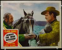 4c008 ACROSS THE WIDE MISSOURI movie lobby card #7 '51 cool image of cowboy Clark Gable!