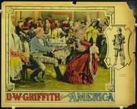 4c022 AMERICA movie lobby card '24 D.W. Griffith, wild image of man grabbing woman!