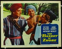 4c045 BANDIT OF ZHOBE movie lobby card #4 '59 cool image of Arabian Victor Mature!