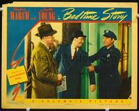 4c054 BEDTIME STORY movie lobby card '41 cool image of Fredric March at scene of arrest!
