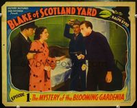 4c077 BLAKE OF SCOTLAND YARD full-color chap 1 LC '37 serial, Byrd with gun about to be ambushed!