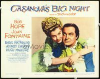 4c099 CASANOVA'S BIG NIGHT LC #7 '54 great close up of Bob Hope & sexy Audrey Dalton in costume!