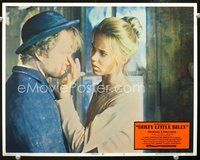 4c160 DIRTY LITTLE BILLY lobby card #2 '72 close up of Lee Purcell wiping Michael J. Pollard's eye!