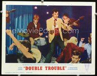4c168 DOUBLE TROUBLE lobby card #2 '67 great image of Elvis Presley performing on stage with band!