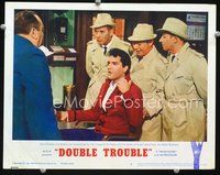 4c170 DOUBLE TROUBLE lobby card #8 '67 Elvis Presley arrested by inspector and three detectives!