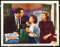 4c185 FATHER WAS A FULLBACK LC #2 '49 Betty Lynn confuses Fred MacMurray, Maureen O'Hara watches!