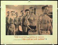 4c225 GIRL HE LEFT BEHIND movie lobby card #4 '56 Tab Hunter in line for medical exam!