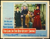 4c228 GIRL IN THE RED VELVET SWING LC #6 '55 Joan Collins in plaid outfit, Ray Milland on one knee!