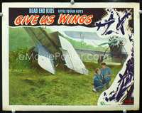 4c231 GIVE US WINGS lobby card #2 R48 Billy Halop & Bobby Jordan in field by crashed airplane!