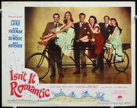 4c351 ISN'T IT ROMANTIC LC #7 '48 great posed portrait of Veronica Lake & top cast on tandem bike!